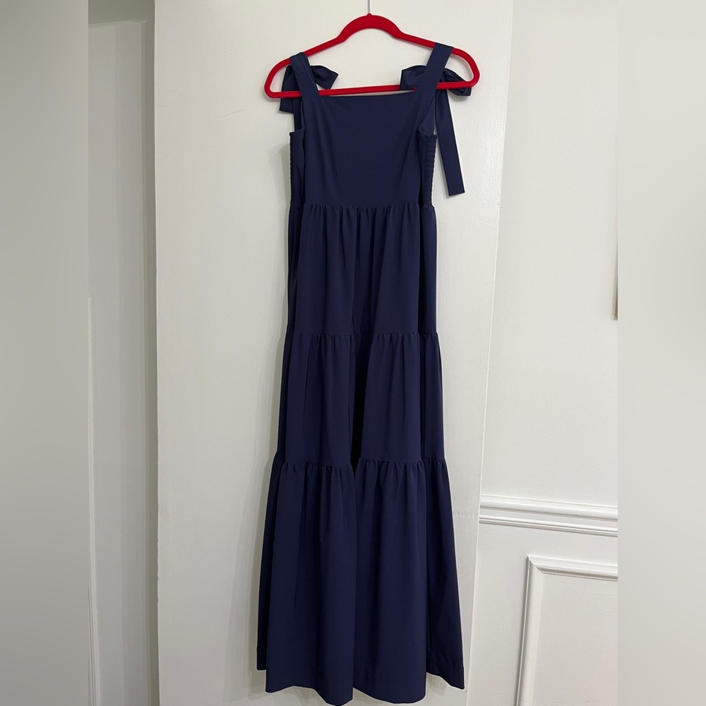 A Loves A Square Neck Tie Strap Tiered A-Line Flounce Maxi Dress